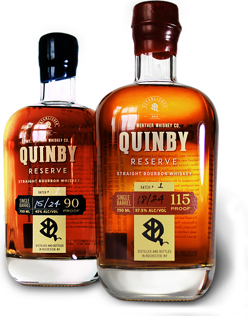 Bottles of Quinby Reserve bourbon